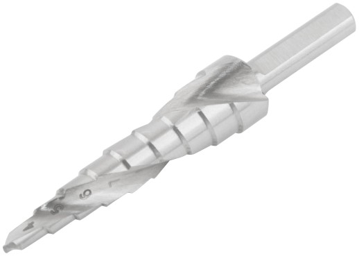 Сверло ступенчатое HSS по металлу, спиральный профиль,  9 ступеней, 4-12 мм