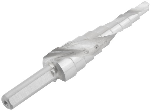 Сверло ступенчатое HSS по металлу, спиральный профиль,  9 ступеней, 4-12 мм