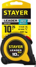 STAYER Leader, 10 м х 25 мм, рулетка с автостопом, Professional (3402-10-25)