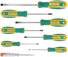 Отвертки "Контур", CrV сталь, прорезиненные ручки, магнитный наконечник, пластиковый кейс, набор 8 шт.