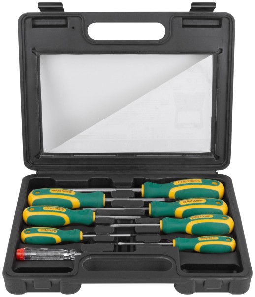 Отвертки "Контур", CrV сталь, прорезиненные ручки, магнитный наконечник, пластиковый кейс, набор 8 шт.