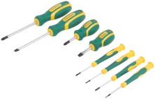 Отвертки "Контур", CrV сталь, прорезиненные ручки, 4 шт. + отвертки для точных работ 4 шт., блистер, набор 8 шт.