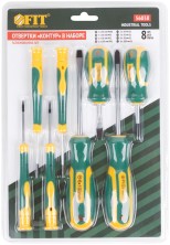 Отвертки "Контур", CrV сталь, прорезиненные ручки, 4 шт. + отвертки для точных работ 4 шт., блистер, набор 8 шт.