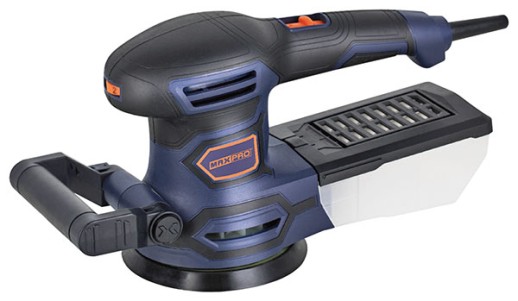 MAX-PRO Шлифмашина эксцентриковая 450 Вт; 6000-12000 об/мин; 125 мм; 2,2 кг; липучка; пластиковый пылесборник; резиновые вставки; коробка