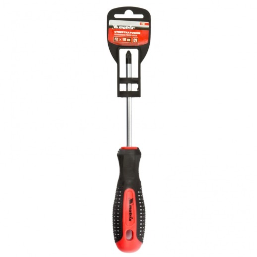 Отвертка Fusion, PZ2 x 100 мм, CrV, трехкомпонентная рукоятка "Anti slip" Matrix