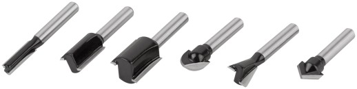 Фрезы по дереву кромочные, набор 6 шт., деревянный бокс, хвостовик 6 мм