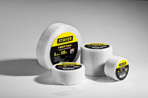 STAYER FIBER-Tape, 5 см х 10 м, 3 х 3 мм, самоклеящаяся серпянка, Professional (1246-05-10)