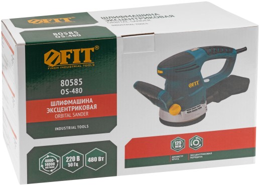 Шлифмашина эксцентриковая 480 Вт; 4000-14000 об/мин; 125 мм; липучка; коробка
