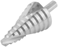 Сверло ступенчатое HSS по металлу, спиральный профиль, 10 ступеней, 9-36 мм