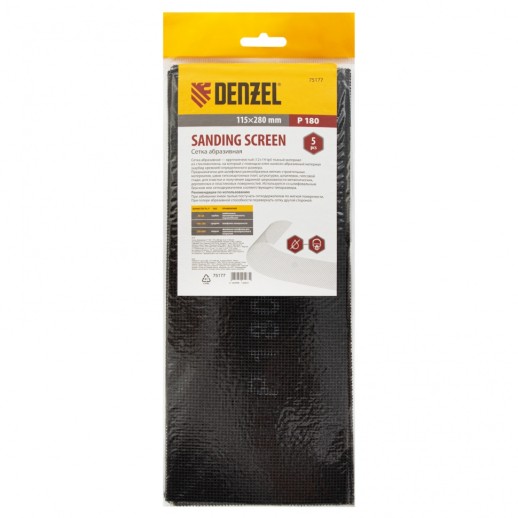 Сетка абразивная, P 180, 115 х 280 мм, 5 шт Denzel