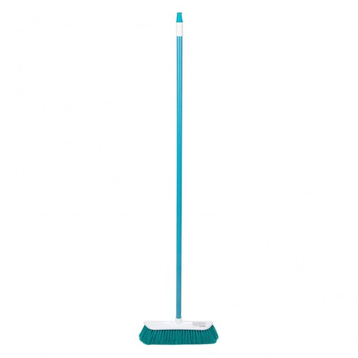 Щетка пластмассовая для подметания пола, 27 см, c черенком, 120 см, бирюзовая щетина, Home Palisad