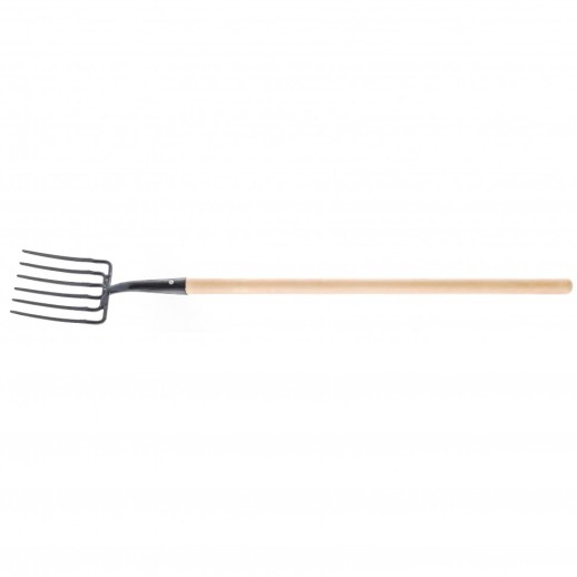 Вилы 6 - и рогие, копальные, 195х220х1320 мм, кованые, деревянный черенок, Арти, Россия