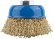 Корщетка, тип "чашка", гайка М14, стальная латунированная волнистая проволока  75 мм