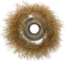 Корщетка, тип "чашка", гайка М14, стальная латунированная волнистая проволока  75 мм