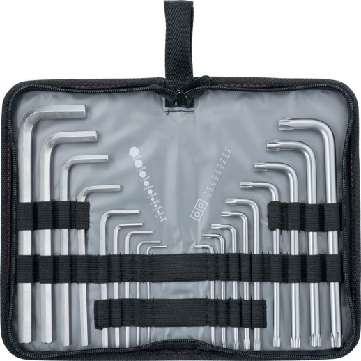 Набор ключей имбусовых HEX-Torx , 18 шт: HEX 1.5-10 мм, T10-T50, CrV, удлиненных, с сатиновым покрытием Matrix