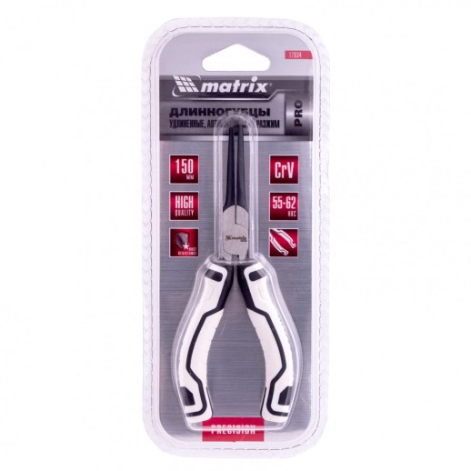 Длинногубцы Mini удлиненные, 150 мм, авторазжим, Pro Matrix