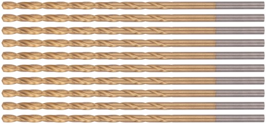 Сверла HSS по металлу, удлиненные, титановое покрытие 3,2х102 мм (10 шт.)