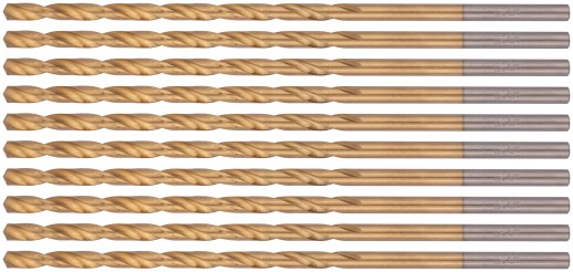 Сверла HSS по металлу, удлиненные, титановое покрытие 3,5х112 мм (10 шт.)