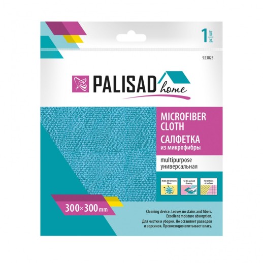 Салфетка универсальная из микрофибры 300 x 300 мм, голубая, Home Palisad