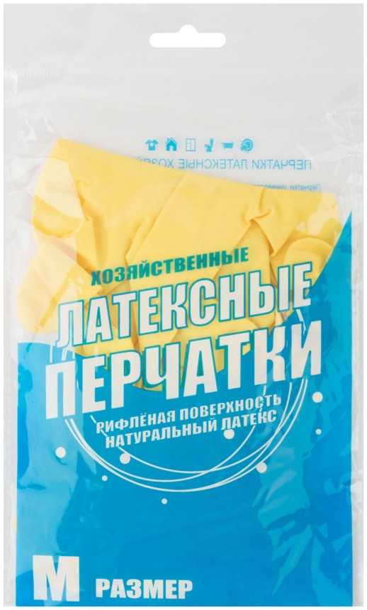 Перчатки хозяйственные латексные, внутреннее напыление, размер M