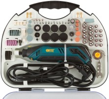 Гравировальная машина 130 Вт; 10000-35000 об/мин; 2,4/3,2 мм; БС щеток; набор насадок 210 шт.; кейс