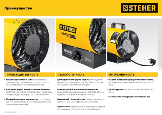 STEHER 3 кВт, электрическая тепловая пушка (SE-5)