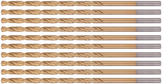 Сверла HSS по металлу, удлиненные, титановое покрытие 4,0х119 мм (10 шт.)