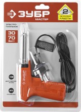 ЗУБР 30 Вт + 70 Вт, конус, электропаяльник с пистолетной рукояткой (55404)