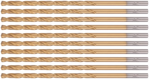 Сверла HSS по металлу, удлиненные, титановое покрытие 4,2х119 мм (10 шт.)