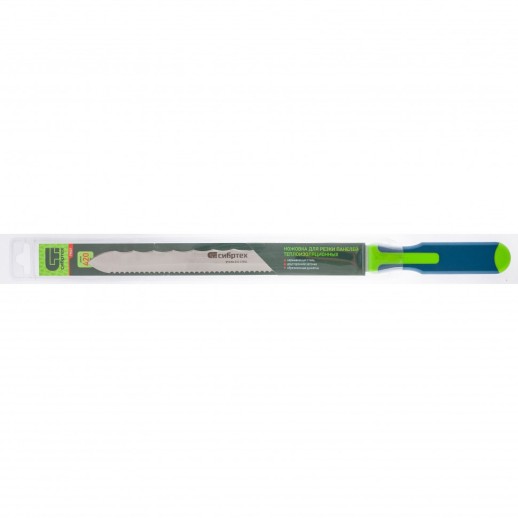 Нож для резки теплоизоляционных панелей, 2-стороннее лезвие, обрезиненная рукоятка, 420 мм, лезвие 280 мм Сибртех