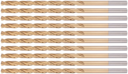 Сверла HSS по металлу, удлиненные, титановое покрытие 5,0х132 мм (10 шт.)