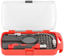 Отвертка с битами для точных работ, 36 CrV бит, в пластиковом боксе