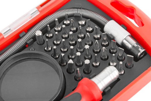 Отвертка с битами для точных работ, 36 CrV бит, в пластиковом боксе