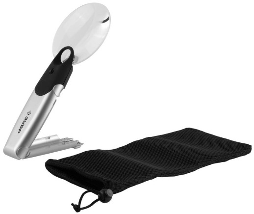 ЗУБР 2-х/6-ти кратное увеличение, d 90 мм, пластиковая линза со светодиодной подсветкой, лупа - трансформер (40557)