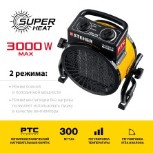 STEHER 3 кВт, электрическая тепловая пушка (SEK-5R)