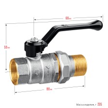 ЗУБР d 1/2″, ручка-рычаг, ″мама-папа″, полнопроходной шаровой кран с накидной гайкой (51320-1/2)