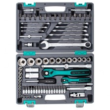 Набор инструментов 1/2", 1/4", CrV, 12 гранные головки, пластиковый кейс, 82 предмета Stels