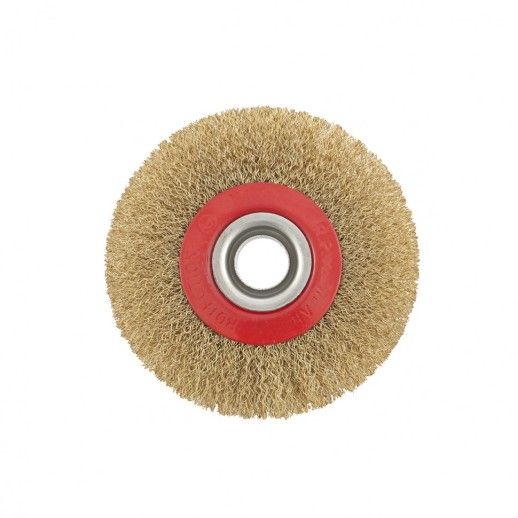 Щетка для точила, 125 мм, посадка 20 мм, плоская, латунированная витая проволока Matrix