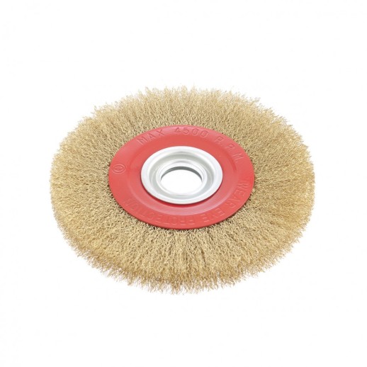 Щетка для точила, 200 мм, посадка 32 мм, плоская, латунированная витая проволока Matrix