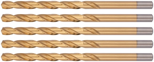 Сверла HSS по металлу, удлиненные, титановое покрытие 10,0х184 мм (5 шт.)