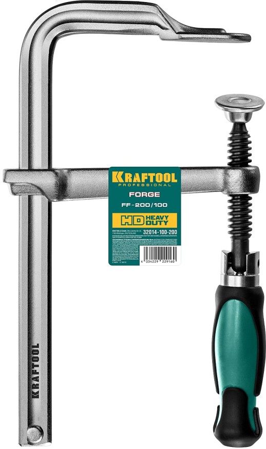 KRAFTOOL Forge FF-200/100, 100 х 200 мм, цельнокованая струбцина F (32014-100-200)