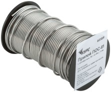 Припой ПОС 61 с канифолью, проволока диаметр 1 мм, на катушке,  50 гр.