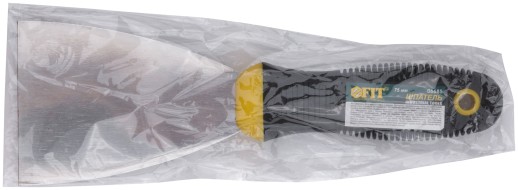 Шпатель, нерж.сталь, черно-желтая прорезин.ручка  3" ( 75 мм)