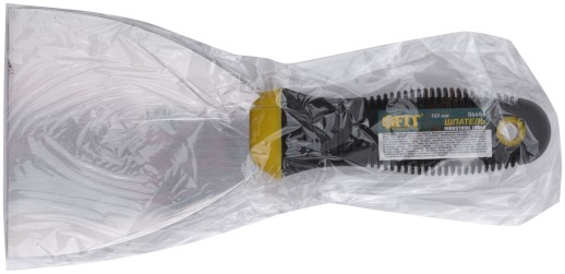 Шпатель, нерж.сталь, черно-желтая прорезин.ручка  4" (100 мм)