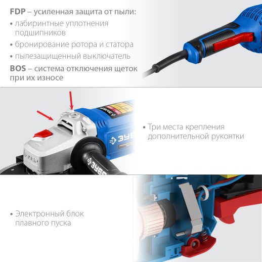 ЗУБР 2200 Вт, d230 мм, УШМ, Профессионал (УШМ-П230-2200 П)