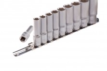 Набор удлиненных торцевых головок 3/8, шестигранные, CrV, 10 шт, 8-19 мм Stels