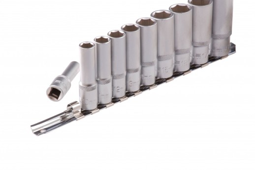 Набор удлиненных торцевых головок 3/8, шестигранные, CrV, 10 шт, 8-19 мм Stels