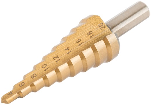 Сверло ступенчатое HSS по металлу, 9 ступеней, 4-20 мм