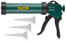 KRAFTOOL 310мл, 3 сменных сопла, универсальный, закрытый, пистолет для герметика (06677)