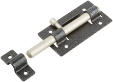 Задвижка накладная усиленная для дверей, круглый ригель, серебро